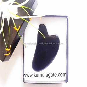 Crystal Jade Black Agate Box Religious <b>Mascot</b> Guasha Tool Semi-Precious Stone Heart-Shaped Handmade Facial Massager Love Healing - Product Image 1