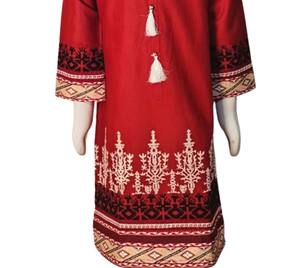 High Quality Cotton Lawn Silk Viscose Rayon Kids <b>Kurtis</b> for Girls Embroidery Summer Trend Masoori Multiple Colors - Product Image 2