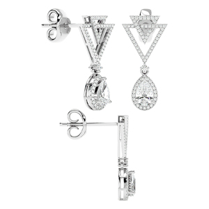 Pendientes solitarios de diamantes naturales brillantes redondos de oro blanco de 14 quilates para mujer al mejor precio, joyería elegante de pureza de Metal - Product Image 2