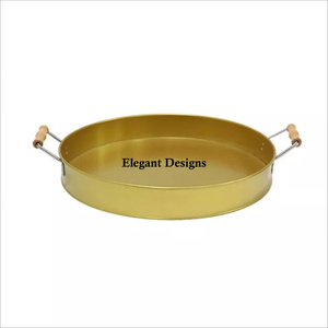 Bandeja de servicio galvanizada con forma redonda, plato de servicio galvanizado ecológico, hecho a mano, barato, venta al por mayor - Product Image 5