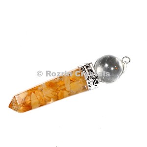 Orgone Yellow Aventurine Point With Crystal Ball Pendant - Product Image 1