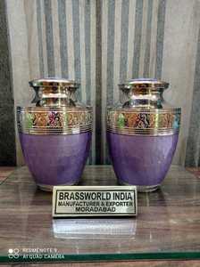 Urne de crémation en laiton gravé, argent violet, fournitures funérailles, cuivworld inde - Product Image 3