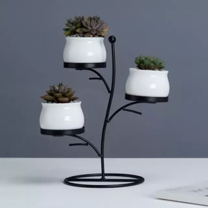 Style simple cadre en fer branche forme en céramique pot de fleur - Product Image 5