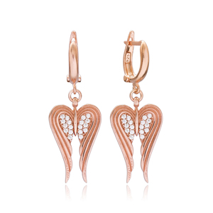 Boucles d'oreilles ailes d'ange en argent Sterling 925 pour femmes, vente en gros, fait à la main, ailes d'ange, nouvelle collection - Product Image 1