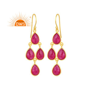 Bijou pendant pour femme, boucle d'oreille en argent Sterling 925, plaqué or 18k, pierre précieuse Aventurine rouge naturelle, fabrication de bijoux, livraison gratuite - Product Image 1