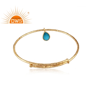 Pulsera de plata de primera ley con forma de turquesa, brazalete abierto, plata esterlina 18k, oro amarillo, 18k - Product Image 3
