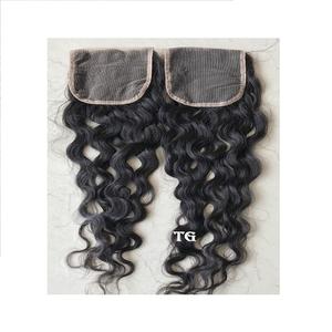 Grado superior Mejor calidad Onda de agua sin procesar 4x4 Encaje transparente 22 "Pulgadas Cierre de cabello humano Venta al por mayor en la extensión del precio - Product Image 1