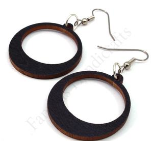 Boucle d'oreille en bois à la mode avec design de visage rond matériau imitation perle dernière technologie de coupe - Product Image 3