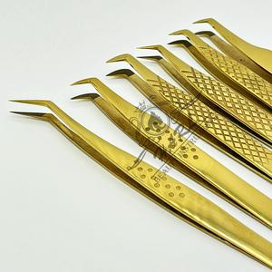 Pinces à cils finition or, pointes en fibre, pinces à cils pour extensions, pinces à cils marque privée, ensemble de pinces à cils, fournitures pour cils - Product Image 4