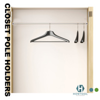 Support de tringle de penderie robuste en zinc, embout de tringle à bride, supports d'extrémité de tringle de placard, diamètre 1 pouce, norme ISO, chromé