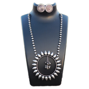 Cadena de latón con diseño de punta redonda para mujeres y niñas, COLLAR COLGANTE, diseño tribal, plateado, Occidental - Product Image 1