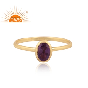 Bague en améthyste violette naturelle pour femmes, vente en gros, plaqué or 925 argent, pierres précieuses, bijoux - Product Image 2