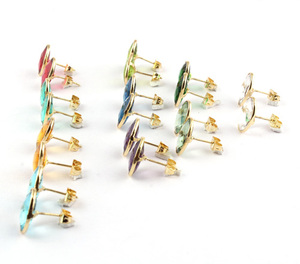 Hot Selling Purple Amethyst Quartz 10x14mm Stone Earring Brass 24k Gold Plated Earring Oval Shape Stud Earrings - Product Image 5