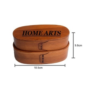 ชุดกล่องอาหารกลางวันทำจากไม้2กล่องทรงรีกล่องอาหารกลางวันสำหรับไปโรงเรียนกล่องเบนโตะปิกนิก - Product Image 1