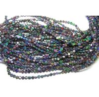 Perles d'opale éthiopienne noire naturelle lisses en forme de pièce de monnaie, pierres précieuses d'opale multicolores pour la fabrication de bijoux en gros