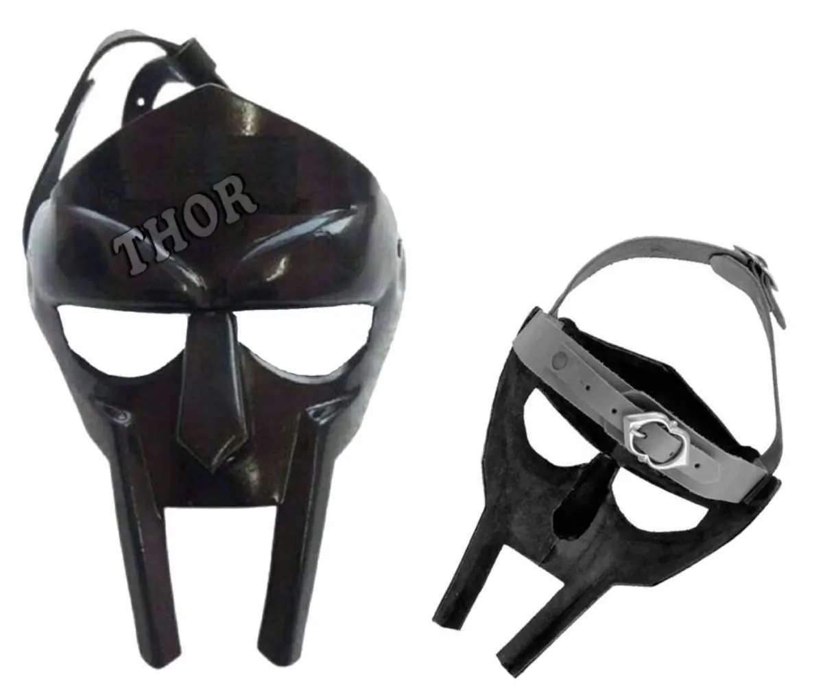 Medieval MF Doom Rapper Mad-villain Gladiator Face helmet roman armor Black Design Helmet Face Costume