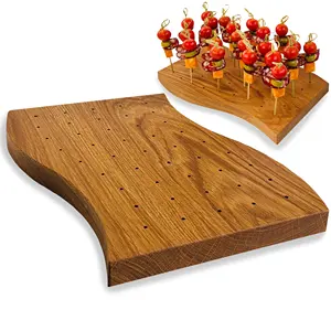 木制食物串架-采摘架和餐饮活动和鸡尾酒会的食物展示架带45个孔的曲板