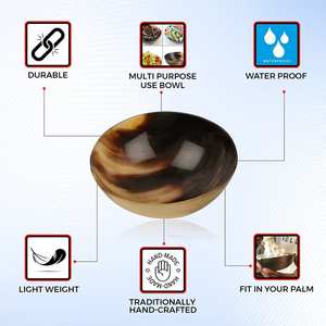 Ensemble de bols de service modernes personnalisés en corne de vache écologique faits à la main en Inde, 2 pièces, couleur naturelle - Product Image 4