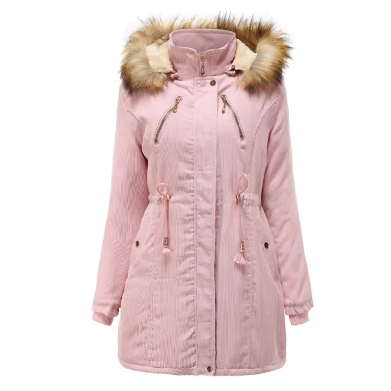 Moda donna giacca lunga Casual inverno spesso caldo collo di pelliccia con cappuccio parka giacche per le donne