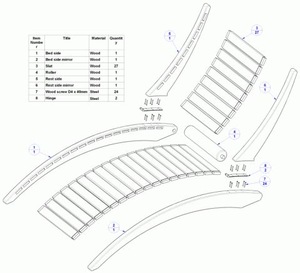 Chaise de piscine latérale en bois, meuble en teck, offre spéciale, - Product Image 2