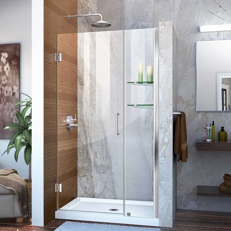 Painel de parede de 8mm en12150, quadro de vidro temperado de alumínio para banheiro, porta do chuveiro, tela de banho, preços para medidor quadrado