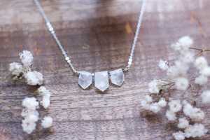 92.5 Sterling <b>Silver</b> 16"<b>Long</b> Natural Rainbow Moonstone Faceted Pentagon Shape Blue Fire Handmade <b>Necklace</b> - Product Image 3