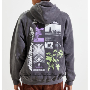 Sweat-shirts à capuche en polaire légers et chauds pour hommes, de haute qualité, personnalisables, coupe oversize, design délavé à l'acide, séchage rapide - Product Image 2