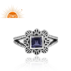 Newly Arrived Natural Iolite Gemstone <b>Ring</b> <b>Indian</b> Antique Sterling Silver 925 <b>Ring</b> Jewelry Wholesale - Product Image 2