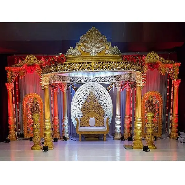 Традиционный золотой свадебный мандап из стеклопластика и тамильского стекла, большой тамильский индуистский Свадебный мандап, роскошный свадебный мандап из Шри-Ланки, Декор