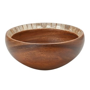 Cuenco de madera para servir, cuenco de sopa de diseñador hecho a mano de calidad superior, forma redonda, ensaladera de madera de lujo al por mayor - Product Image 4