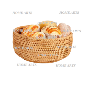 Panier en rotin profond et bambou au design admirable Panier de rangement pour fruits de forme ronde de qualité supérieure par Home Arts - Product Image 2