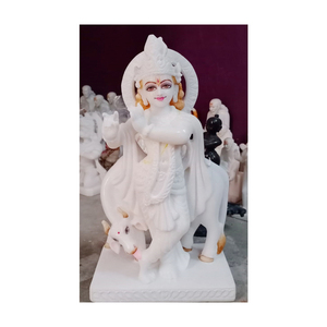 New Production Of Beautifully Art Work Pure White <b>Marble</b> <b>Polished</b> Standing Krishna Statue For Home Decor - Product Image 1