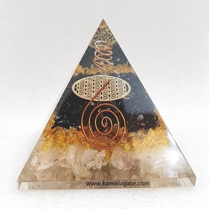 Wholesale Natural Black Tourmaline Citrine &amp; Crystal Orgone <strong>Pyramid</strong> with <strong>Copper</strong> Metal Agate Gemstone Orgonite Pattern for <strong>Sale</strong>