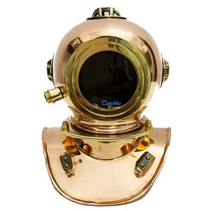 Casco de buzos de mar profundo de estilo vintage Mark V U.S Navy pulido de cobre de latón con acabado chapado en oro para hombres buzos - Product Image 1