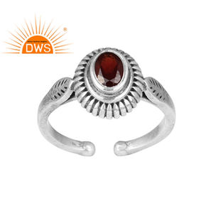 Belle bague en pierres précieuses grenat naturel Fabricant de bijoux en argent oxydé Collection classique - Product Image 1