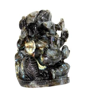 Statue de Ganesha en Labradorite Flashy sculptée à la main Sculpture sur pierre naturelle en cristal de guérison indien Fabriqué en Inde Style Chakra - Product Image 2