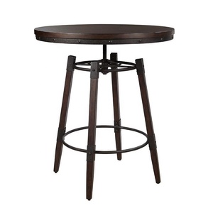 Ensemble bistrot industriel en bois et métal |   Table de bar style loft urbain avec tabourets |   Meubles de salle à manger vintage réglables, salon - Product Image 3