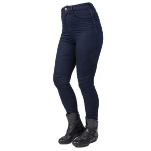 Aprobado por La CE, diseño acanalado negro, pantalones vaqueros Moto para damas, certificado EN17092, aramida, protección principal, lavado oscuro, estilo de pantalones lápiz - Product Image 3