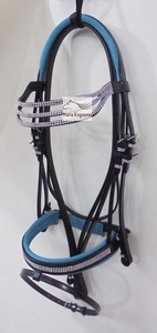 CABALLO DIAMANTE Brida de cuero totalmente acolchada 1 \ "Noseband & Diamond Brobänd Horse Products - Product Image 2