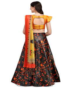 Tendance organza feuille de soie impression travail lehenga choli avec dentelle travail dupatta réception porter meilleur prix textile vêtement vêtements - Product Image 6