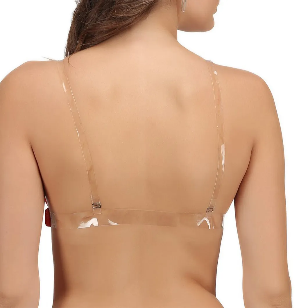 10 mm wide COM-FOUR® 2 pairs of transparent rubber bra straps with transparent closures 02 pair - transparent 