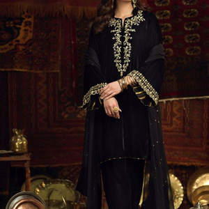 KURTA mi-longue avec robe de soirée, tenue de fête, avec des belles appliques, mariage, 2021 - Product Image 1