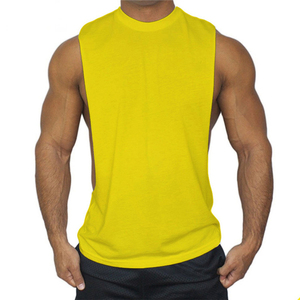 <b>Men's</b> Custom Logo Sleeveless Gym Tank Tops Vest Solid Color Workout Bodybuilding Undershirts OEM Cut off <b>Singlet</b> - Product Image 1