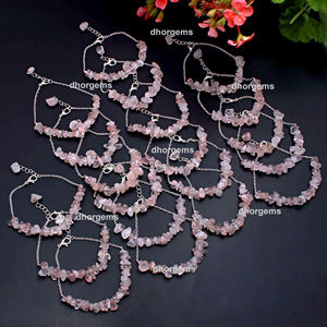 Bracelet de puces de tourmaline rose clair pour femmes perles sans trous avec puces de pierre naturelle pour la fabrication de bracelets en cristal de perles de perles - Product Image 5