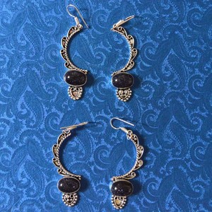 Boucles d'oreilles en pierre de soleil bleue, bijou à la mode - Product Image 1