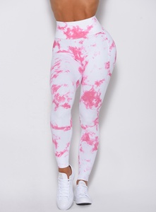 Leggings collants de Yoga teinture, ensemble noir, blanc et rose, vêtements d'entraînement, produit Durable - Product Image 5