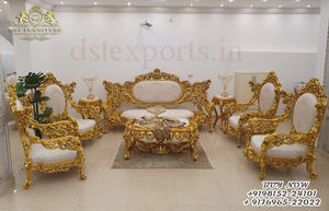 Walnut Finish <b>7</b> <b>Seater</b> <b>Sofa</b> Set for Home European Style Hand Carved Living Room Furniture Antique Look Wooden <b>Sofa</b> Set - Product Image 3