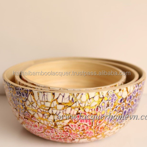 Red Circle Eggshell Bamboo Bowl Made in Vietnam - Product Image 1