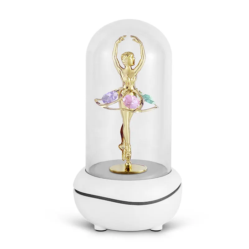 Crystocraft-abanico difusor de fragancia de aceite esencial para el hogar, luz LED colorida de ambiente con cristales, bailarina chapada en oro, para aromaterapia