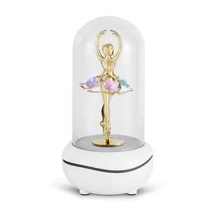 Crystocraft Placcato Oro Ballerina con Cristalli LED Colorati Luce di Umore per la Casa Aroma Olio Essenziale di Fan Fragranza Diffusore